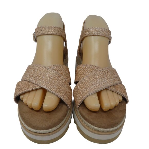 Toms Noelani Tan Open Toe Platform Wedge Heel Sandals - Picture 6 of 13